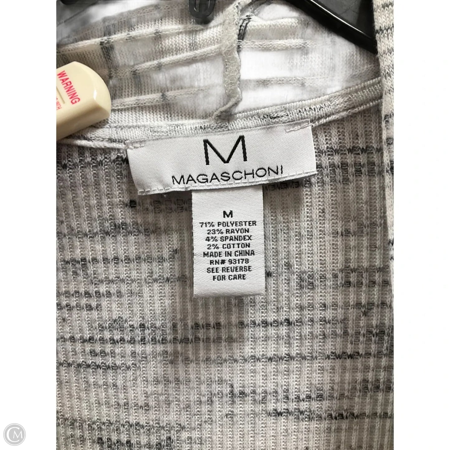 Sweater Cardigan By Magaschoni In Grey & White, Size: M
