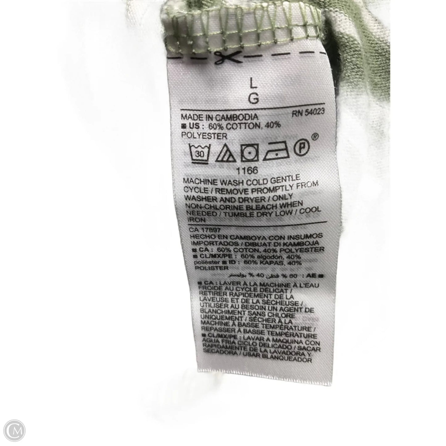 Top Long Sleeve By Old Navy In Green & White, Size: L