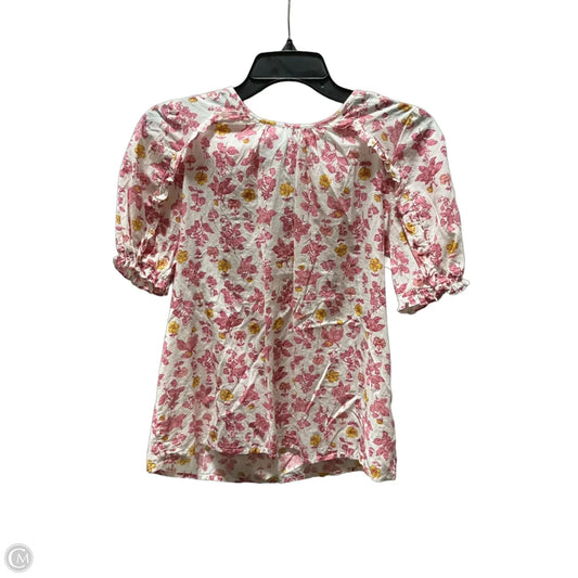 Top Short Sleeve By Lucky Brand In Pink & White, Size: S