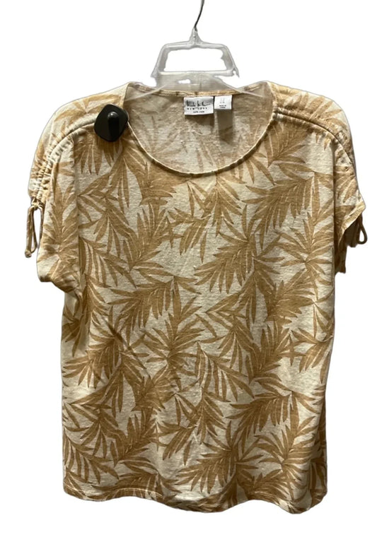 Top Short Sleeve By Nicole By Nicole Miller In Brown & Cream, Size: M