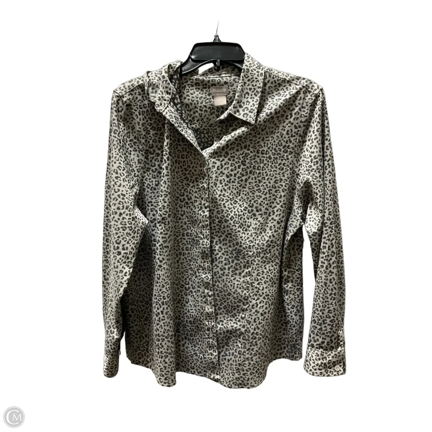 Blouse Long Sleeve By Chicos In Grey, Size: 14