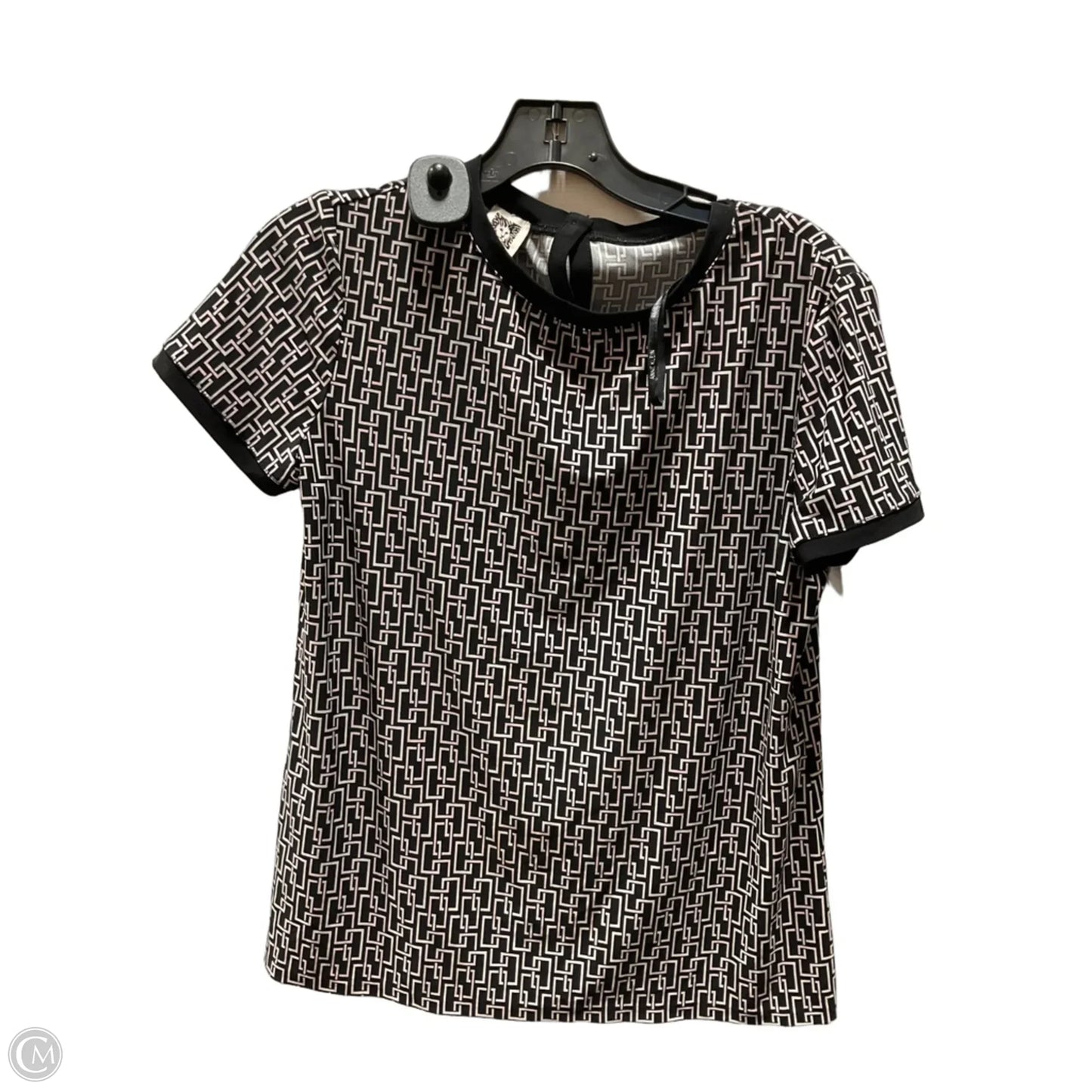 Top Short Sleeve By Anne Klein In Black & White, Size: S