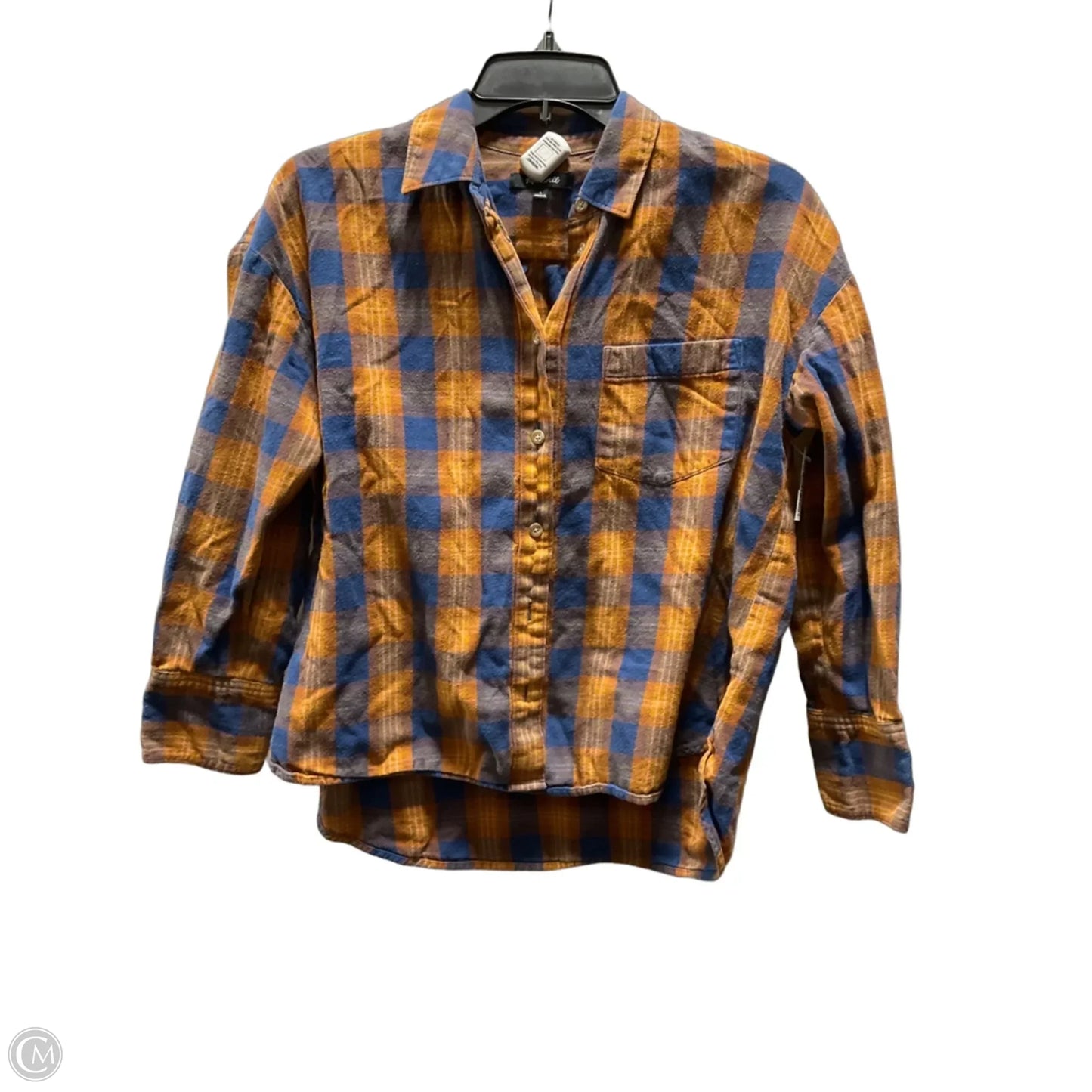 Blouse Long Sleeve By Madewell In Blue & Orange, Size: S