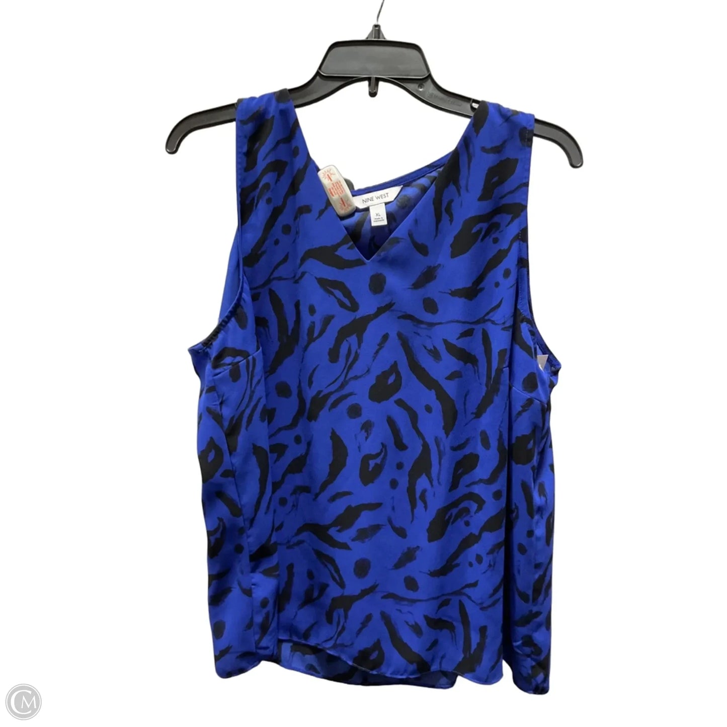 Top Sleeveless By Nine West Apparel In Black & Blue, Size: Xl