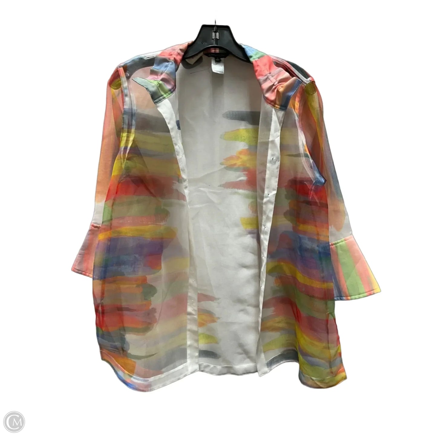 Blouse Long Sleeve By John Mark In Rainbow Print, Size: S