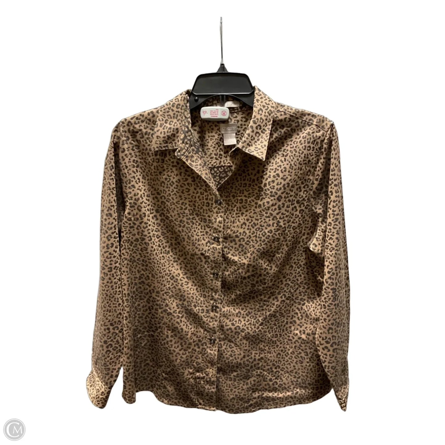 Blouse Long Sleeve By Chicos In Leopard Print, Size: M
