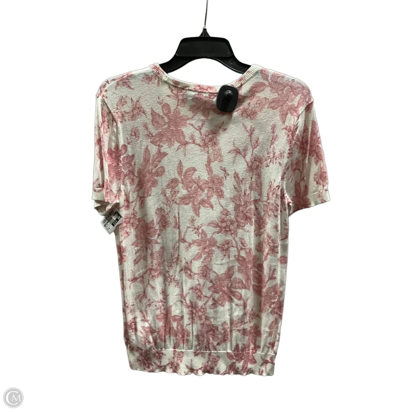 Top Short Sleeve By Lauren By Ralph Lauren In Pink & White, Size: M
