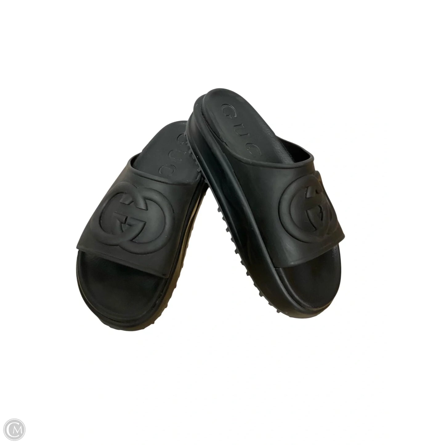 Sandals Luxury Designer By Gucci In Black, Size: 9
