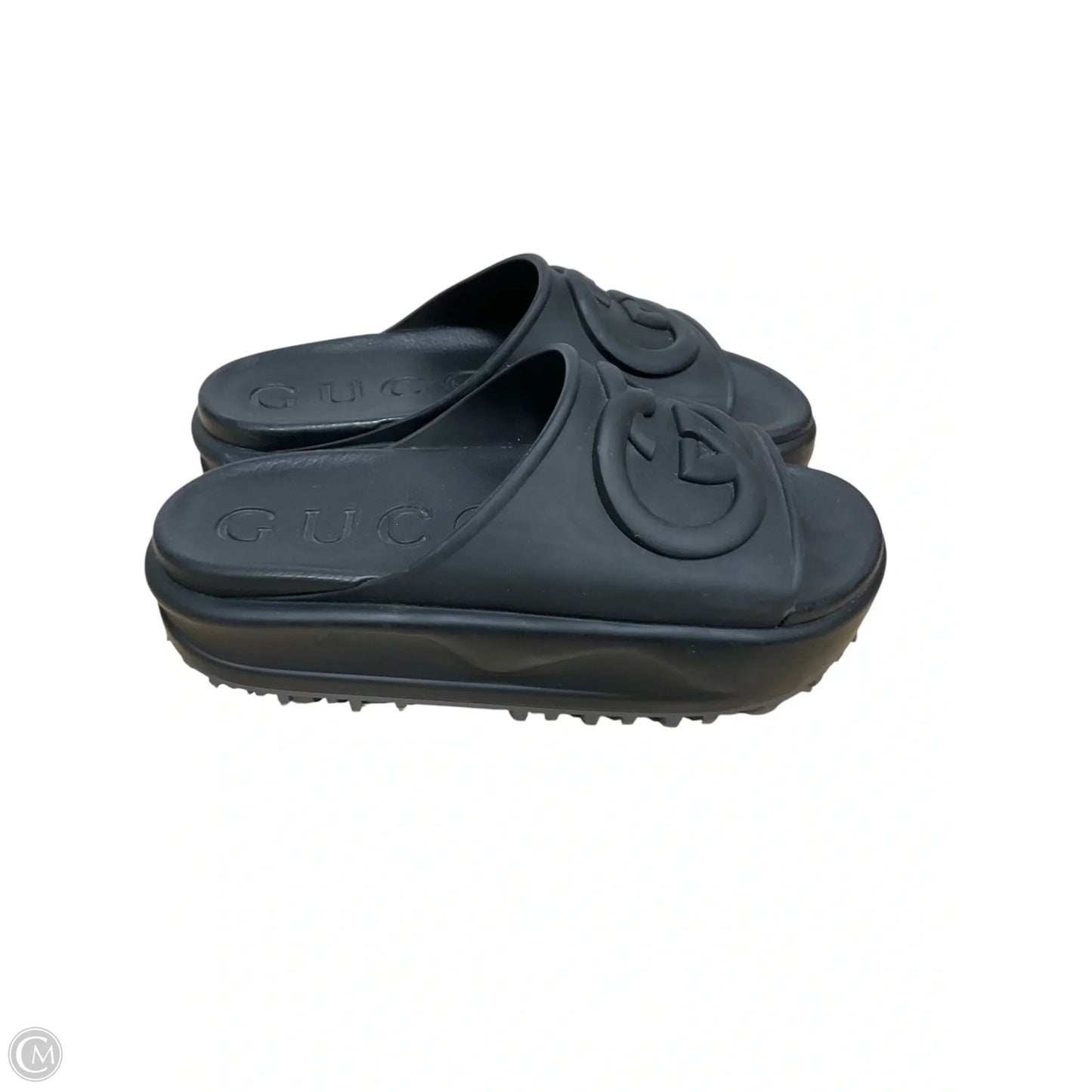 Sandals Luxury Designer By Gucci In Black, Size: 9