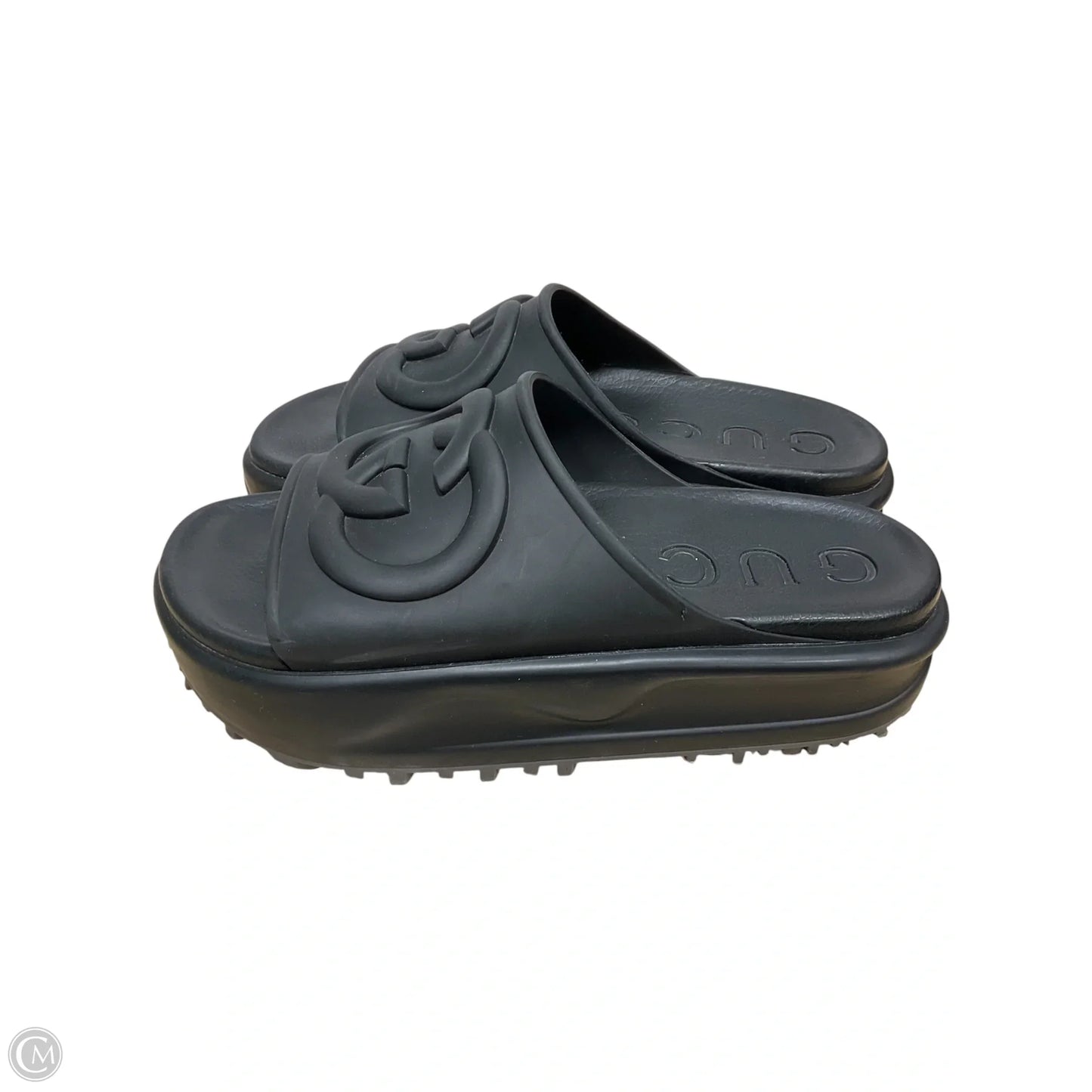 Sandals Luxury Designer By Gucci In Black, Size: 9