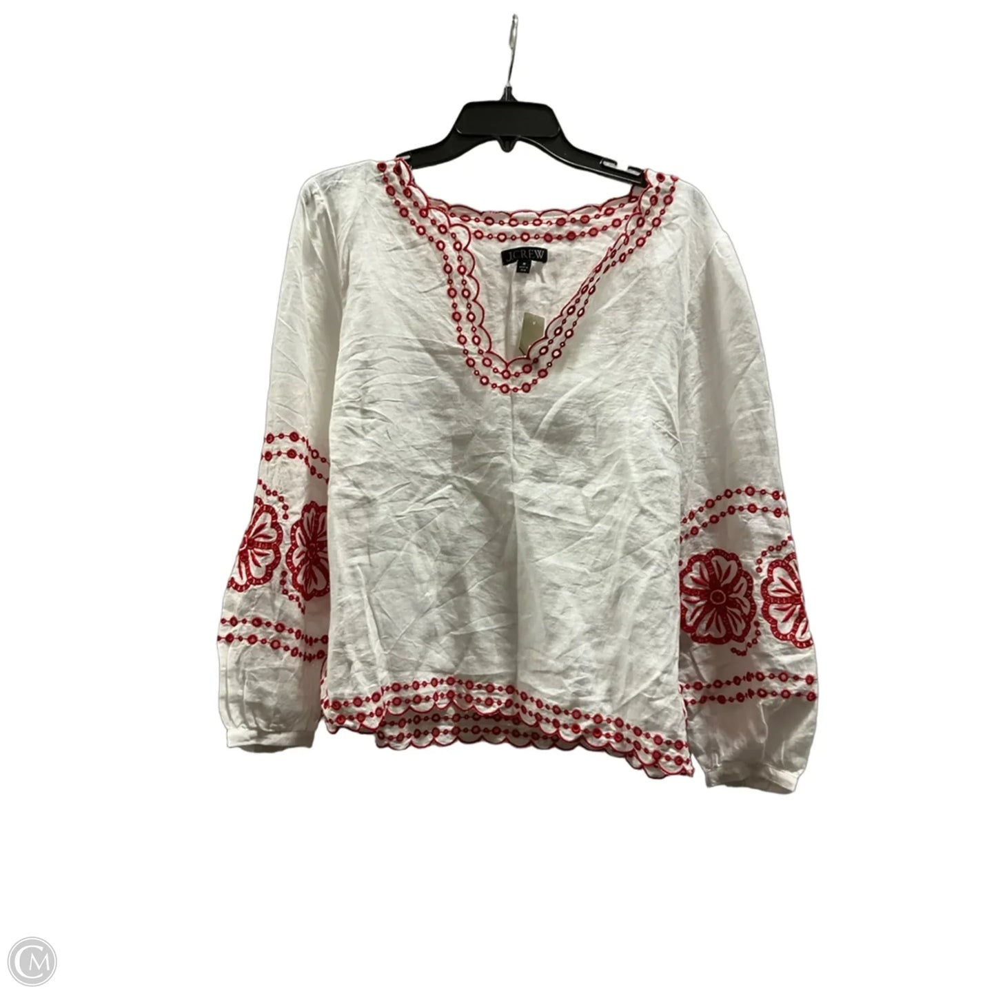 Top 3/4 Sleeve By J. Crew In Red & White, Size: M