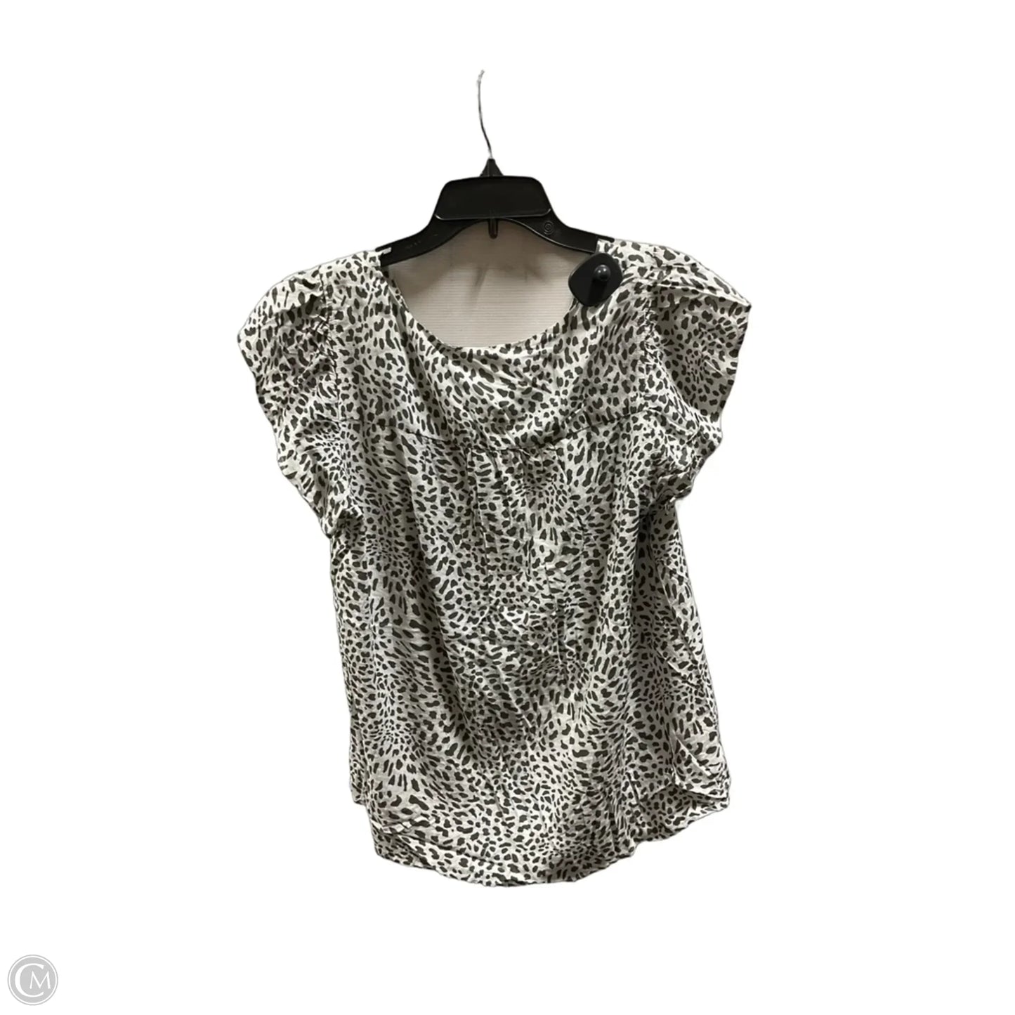 Top Short Sleeve By Loft In Green & White, Size: L