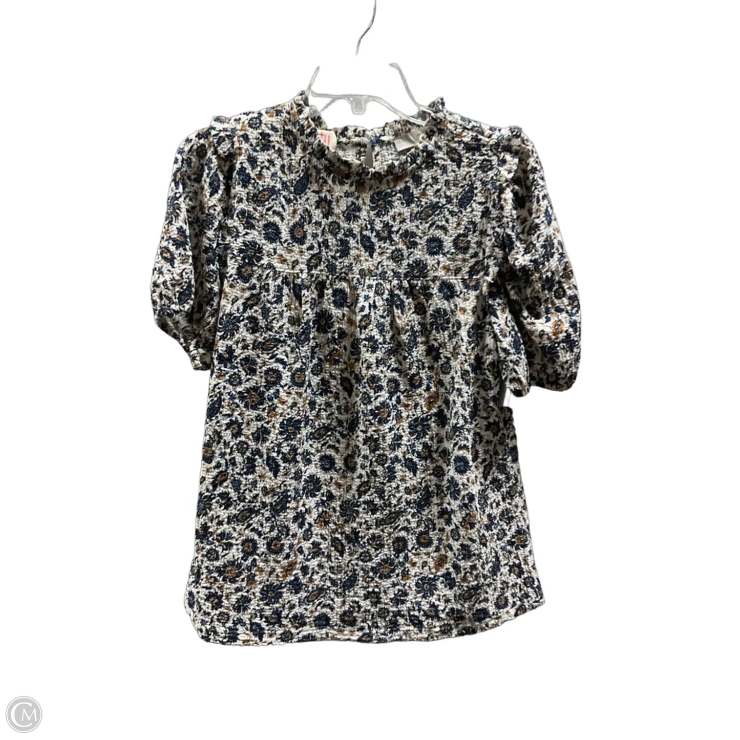 Top Short Sleeve By Loft In Blue & Brown, Size: M