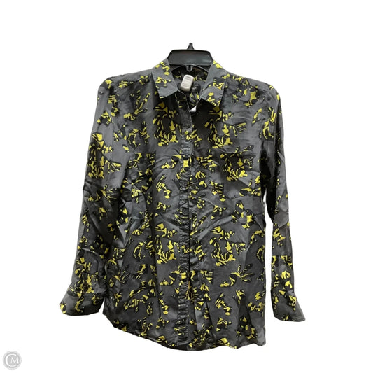 Blouse Long Sleeve By Banana Republic In Green & Grey, Size: Xs