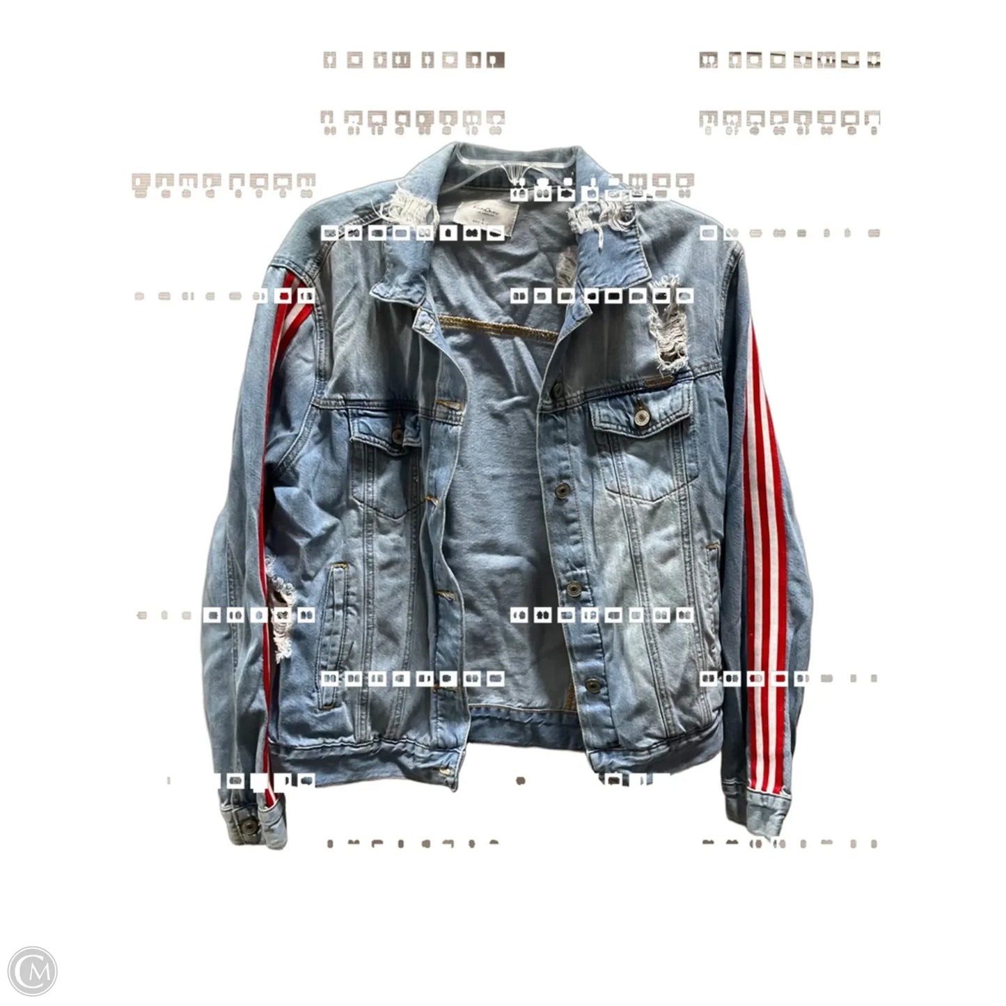 Jacket Denim By Kancan In Blue & Red, Size: L