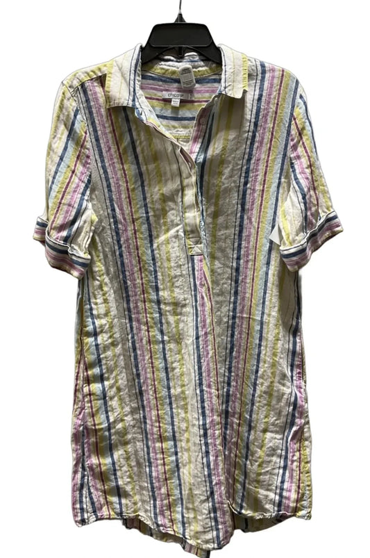 Dress Casual Midi By Chicos In Striped Pattern, Size: M