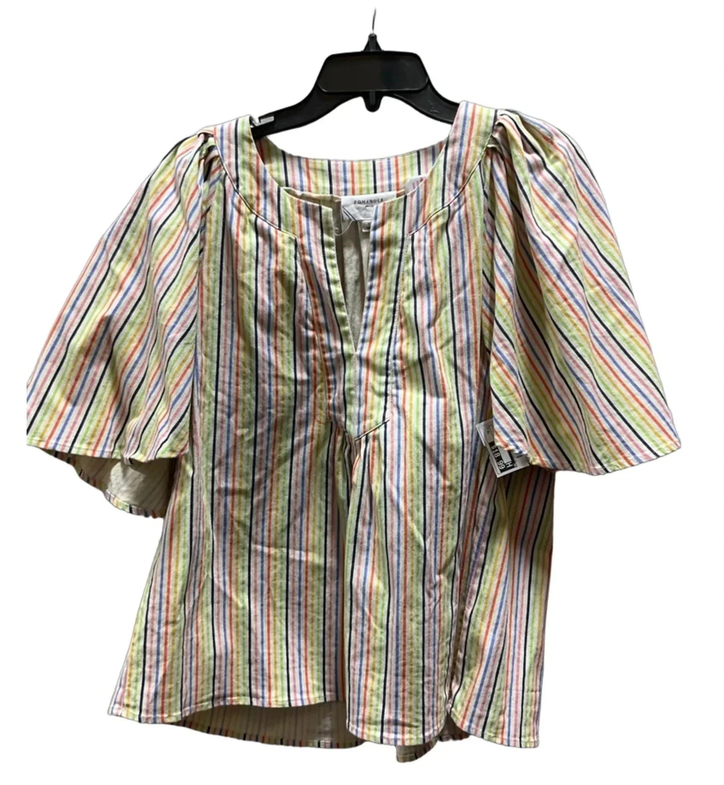 Top Short Sleeve By Pomander Place In Striped Pattern, Size: Xl