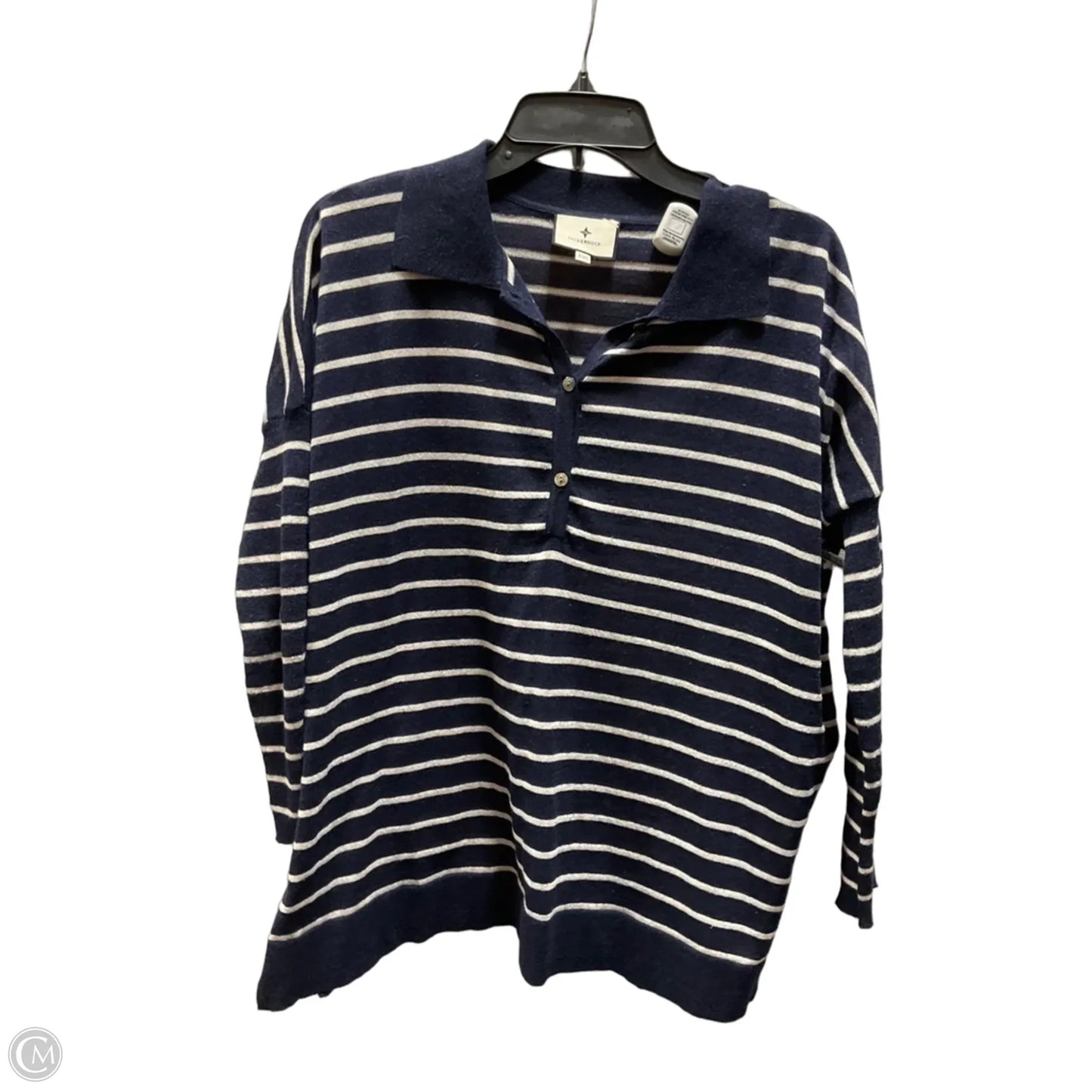 Top Long Sleeve By Tuckernuck In Blue & Cream, Size: Xs