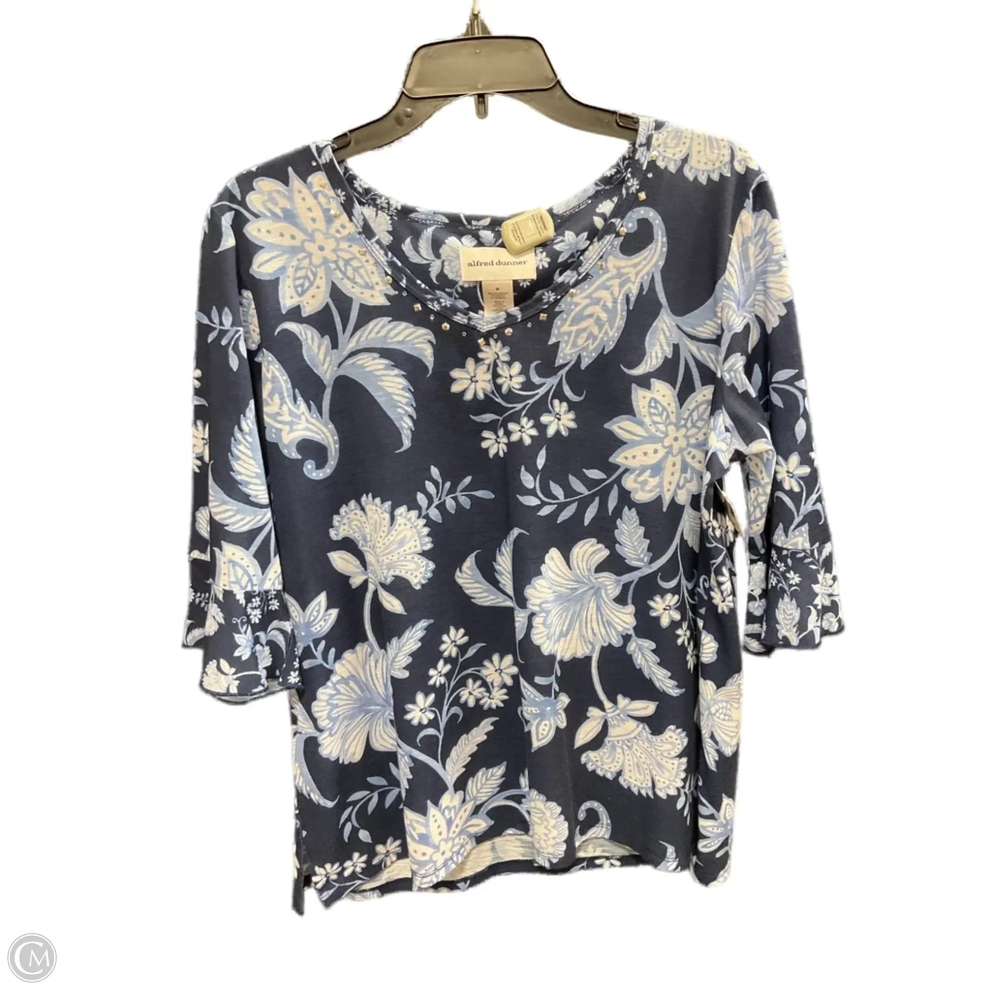 Top 3/4 Sleeve By Alfred Dunner In Blue, Size: M