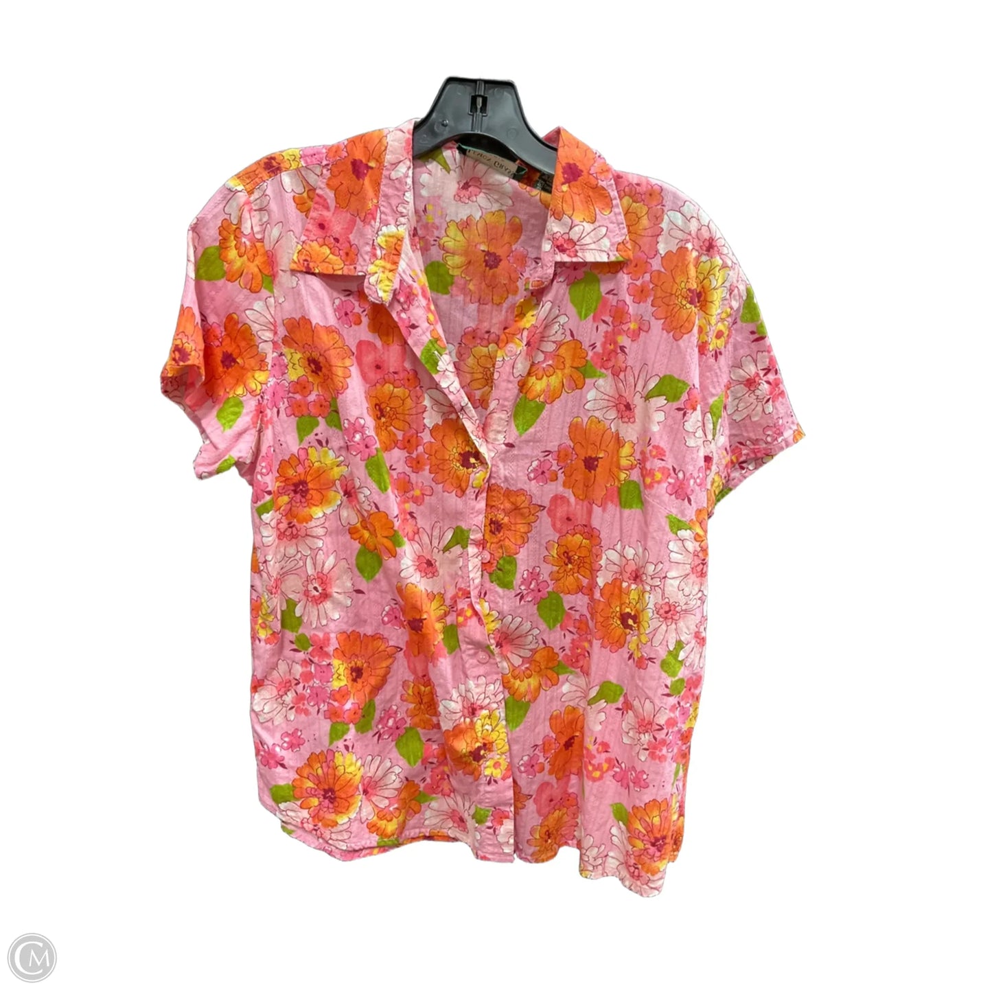 Blouse Short Sleeve By Leo And Nicole In Floral Print, Size: Xl