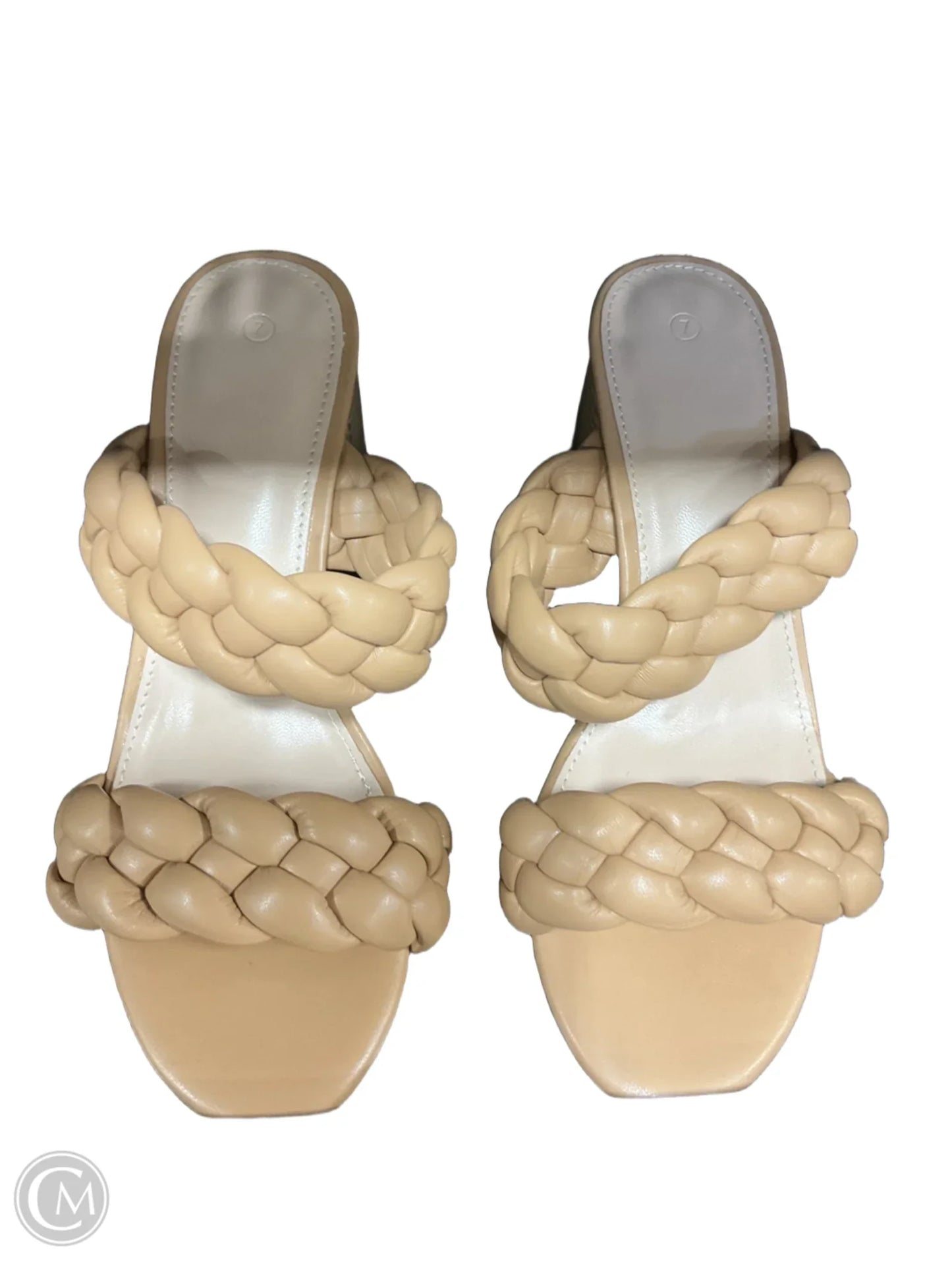 Sandals Heels Block By Clothes Mentor In Tan, Size: 7