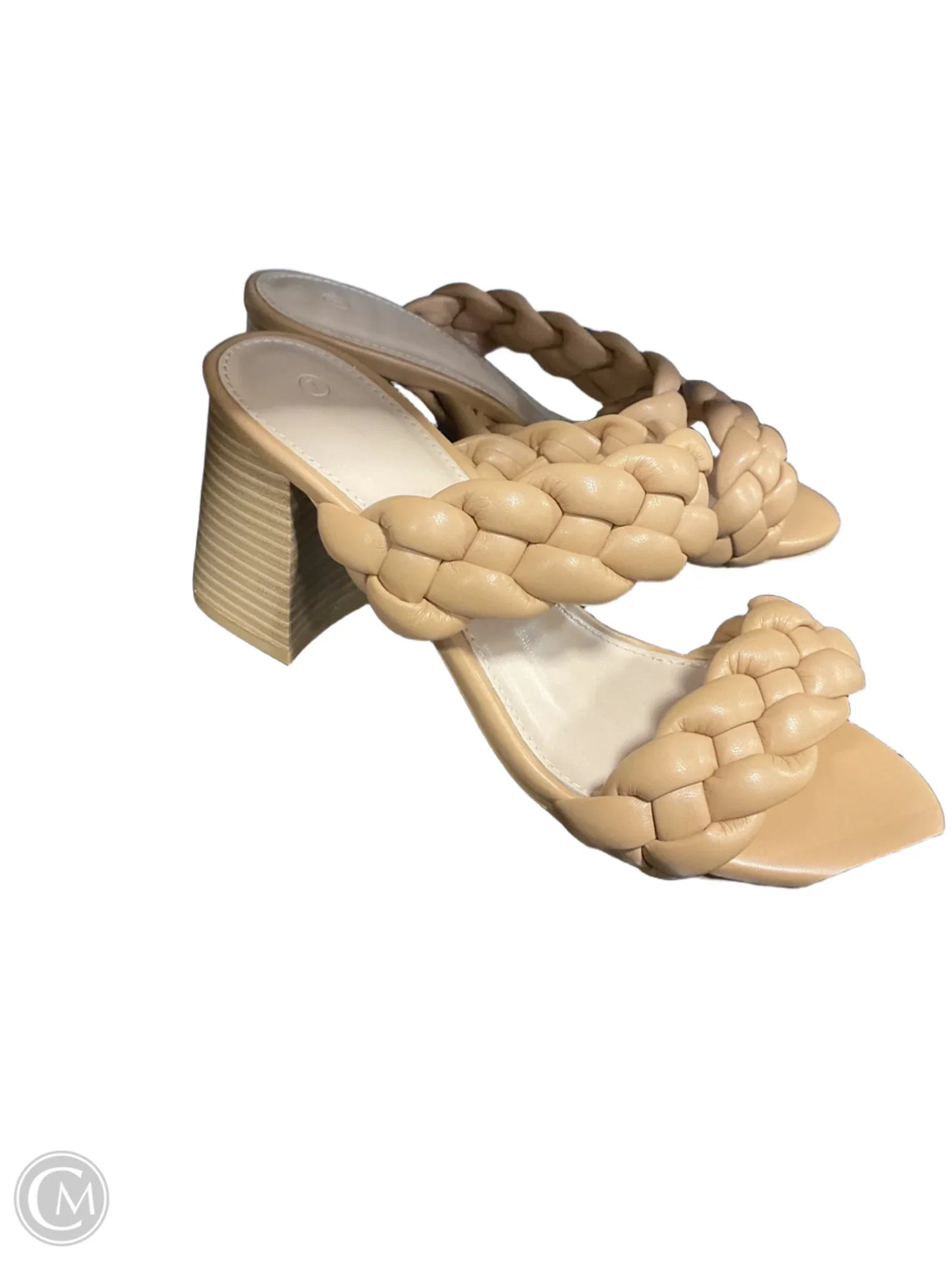 Sandals Heels Block By Clothes Mentor In Tan, Size: 7