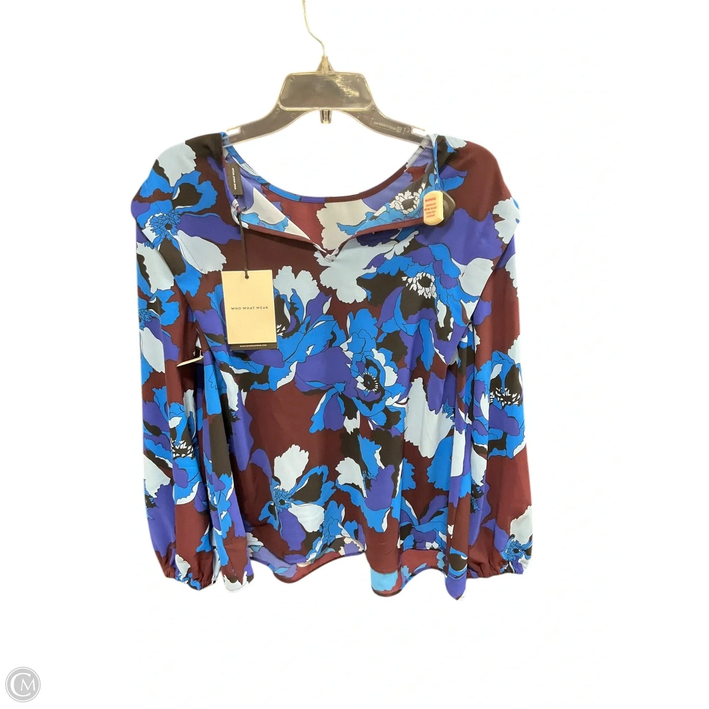 Top Long Sleeve By Who What Wear In Blue, Size: M