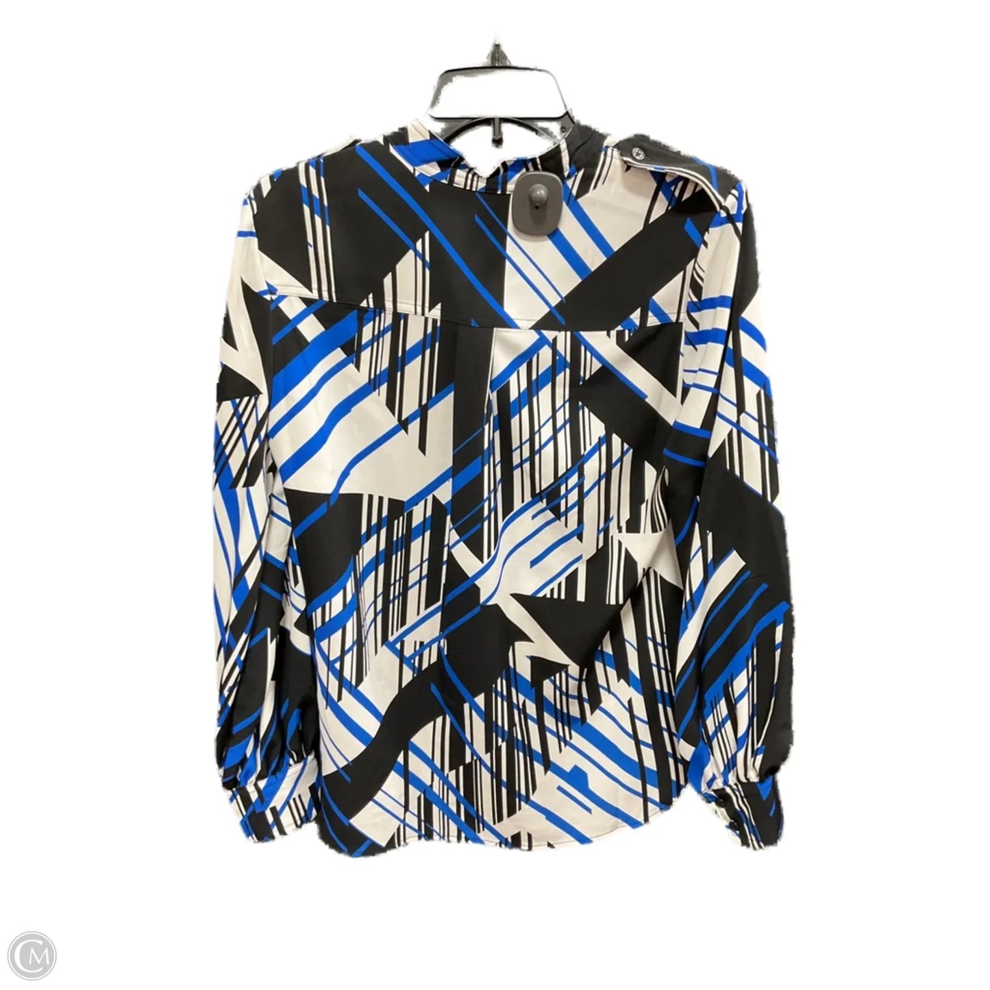 Blouse Designer By Karl Lagerfeld In Black & Blue, Size: S