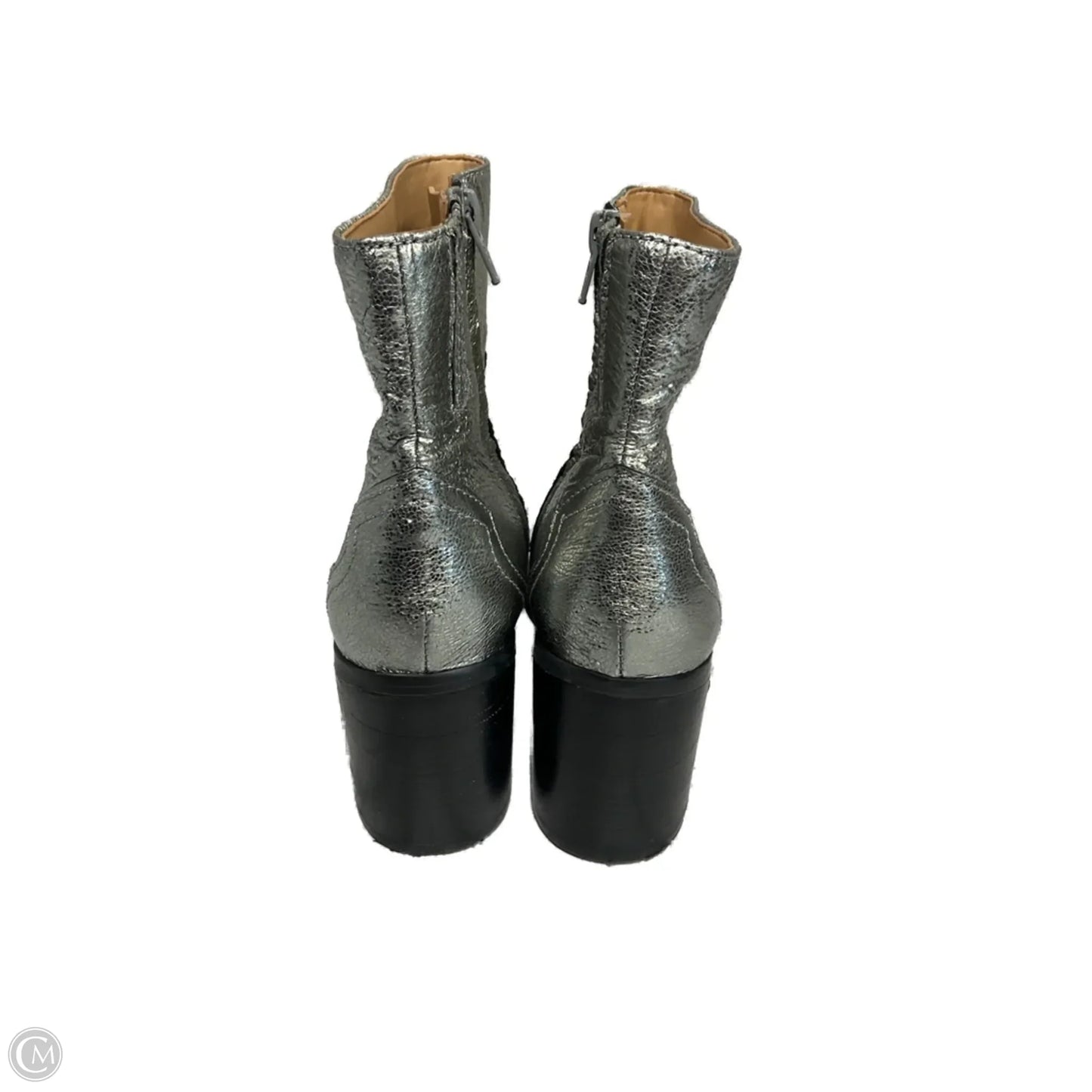 Boots Ankle Heels By Isaac Mizrahi In Silver, Size: 7