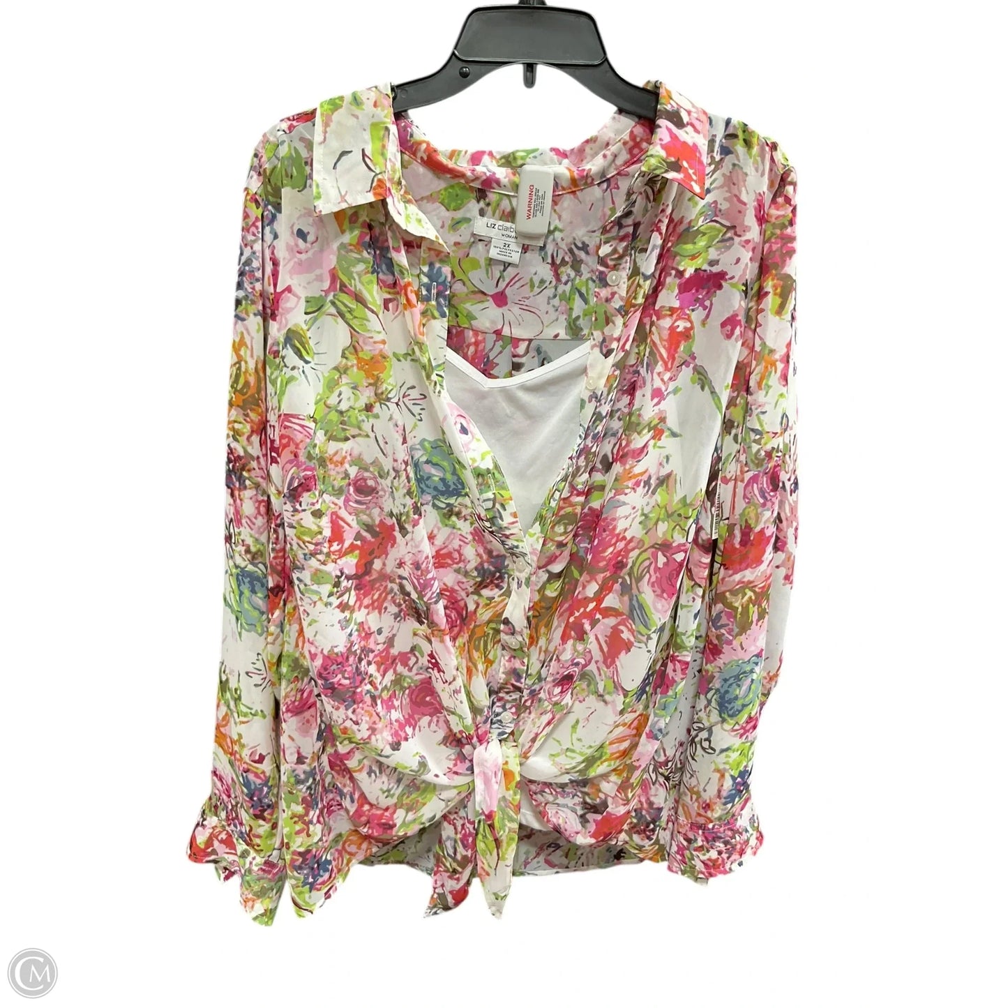 Top Long Sleeve By Liz Claiborne In Floral Print, Size: 2x