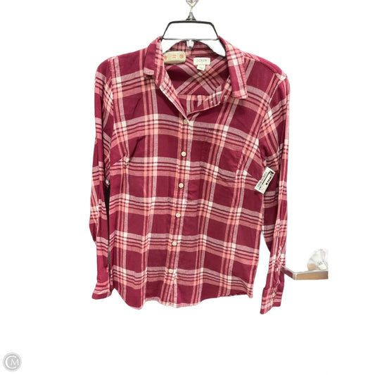 Blouse Long Sleeve By J. Crew In Plaid Pattern, Size: S