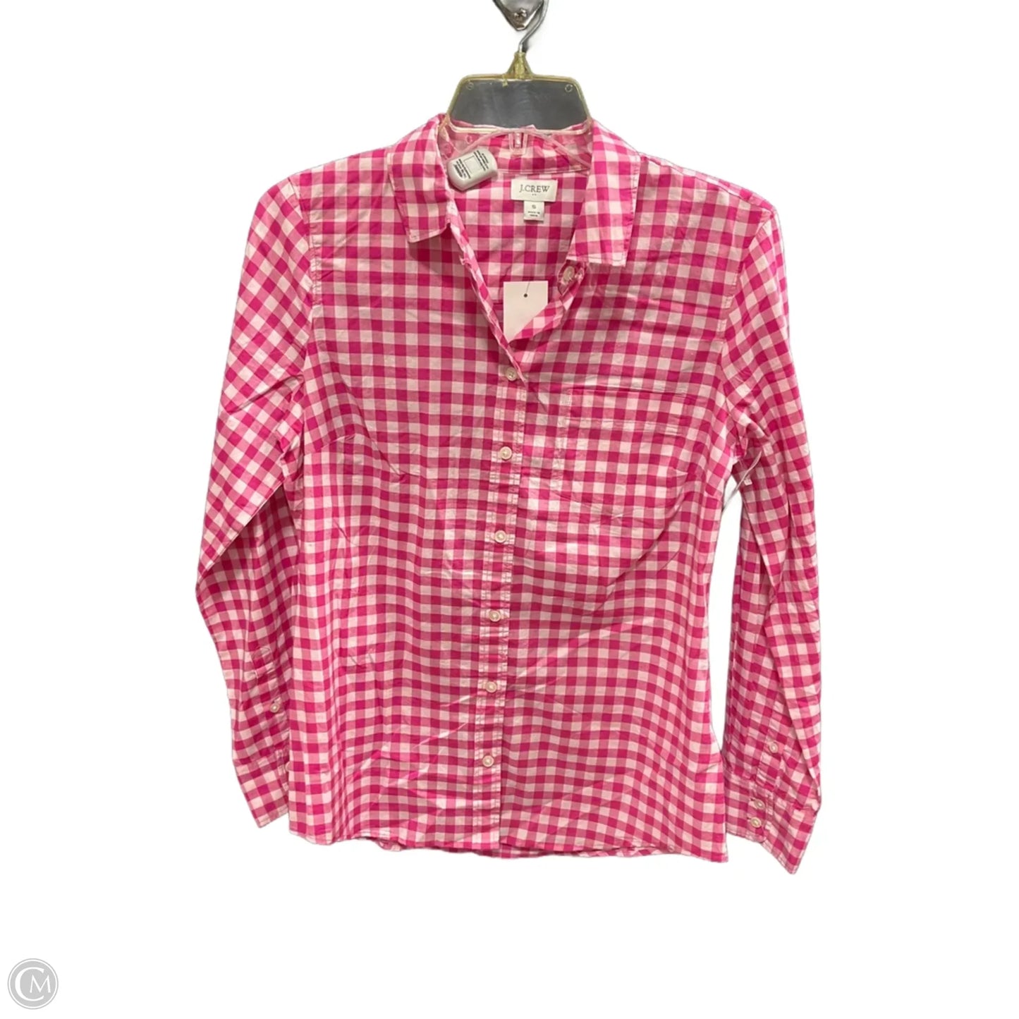 Blouse Long Sleeve By J. Crew In Plaid Pattern, Size: S