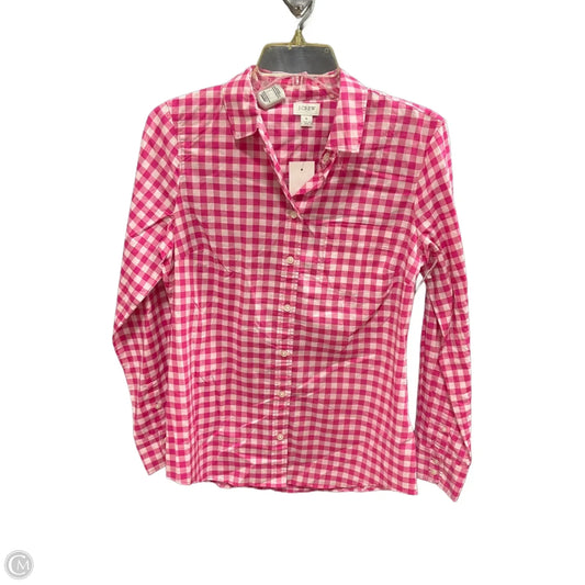 Blouse Long Sleeve By J. Crew In Plaid Pattern, Size: S