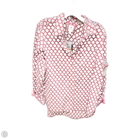 Blouse Long Sleeve By Nautica In Pink & White, Size: S