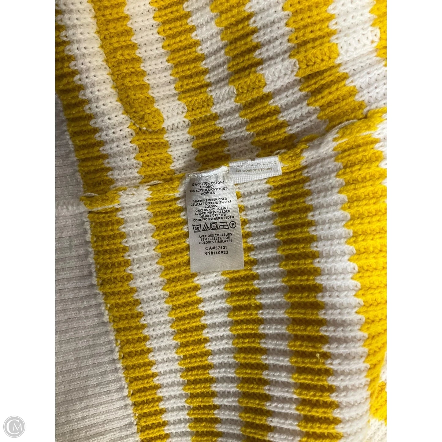 Sweater Cardigan By Loft In Striped Pattern, Size: M