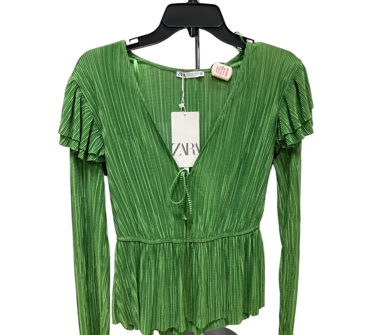 Top Long Sleeve By Zara In Green, Size: S