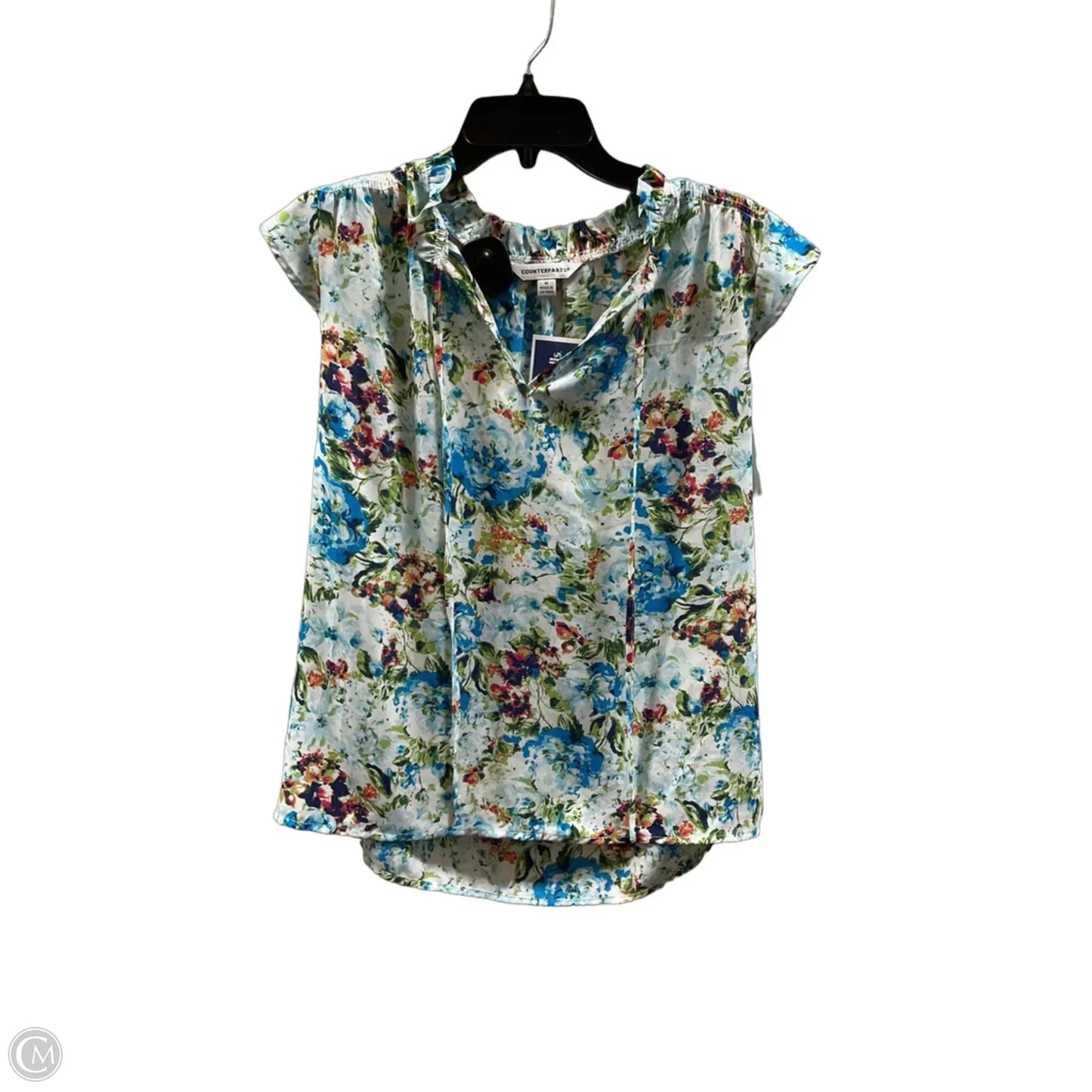 Top Short Sleeve By Counterparts In Blue & Green, Size: M
