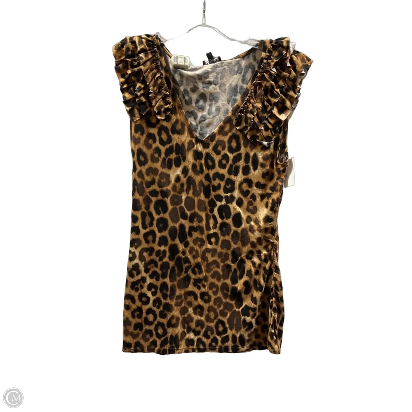 Top Short Sleeve By Express In Animal Print, Size: S