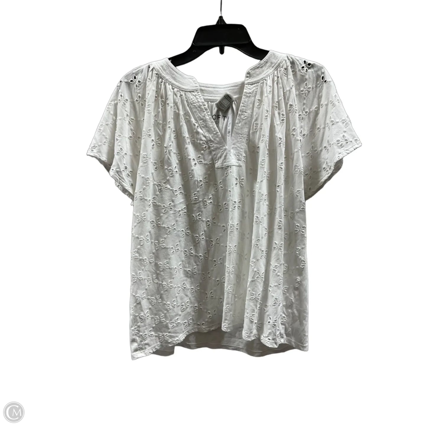 Top Short Sleeve By Loft In White, Size: M