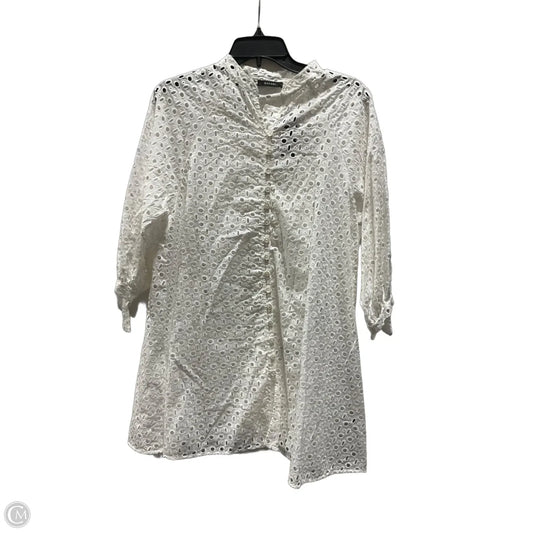 Blouse Long Sleeve By Natori In White, Size: S