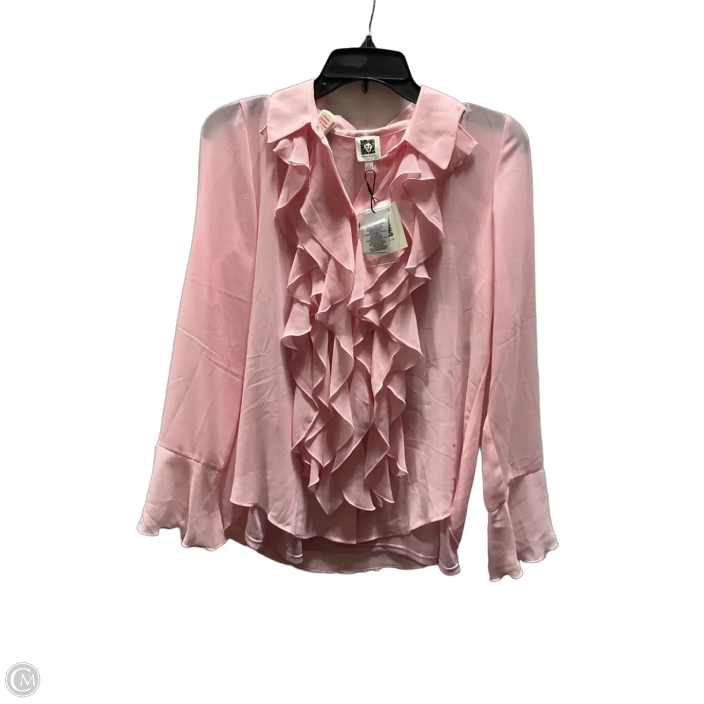 Blouse Long Sleeve By Anne Klein In Pink, Size: S