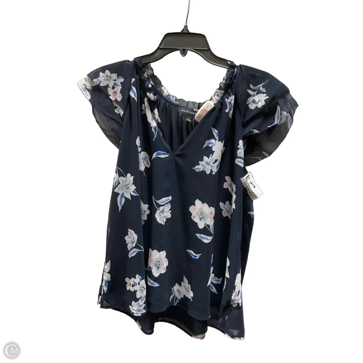 Top Short Sleeve By Banana Republic In Navy, Size: S