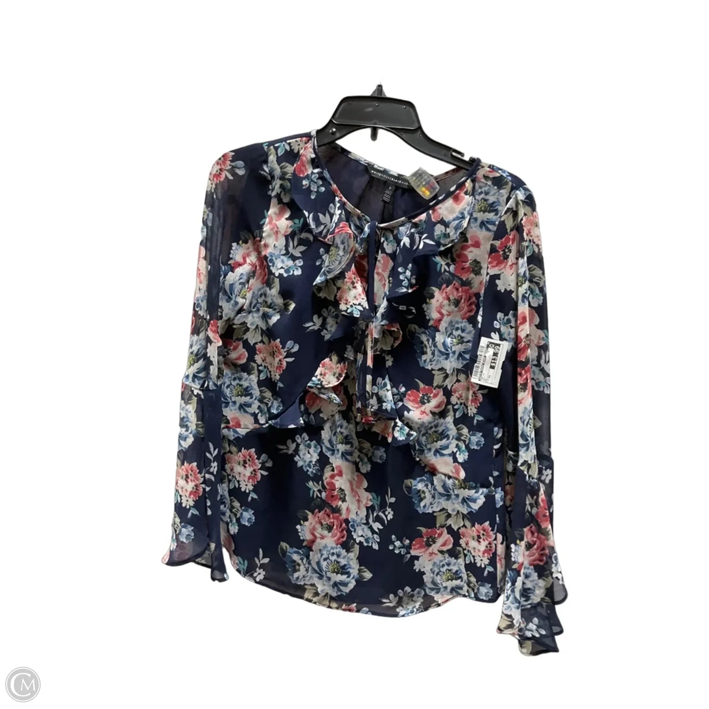 Top Long Sleeve By White House Black Market In Navy, Size: Xs