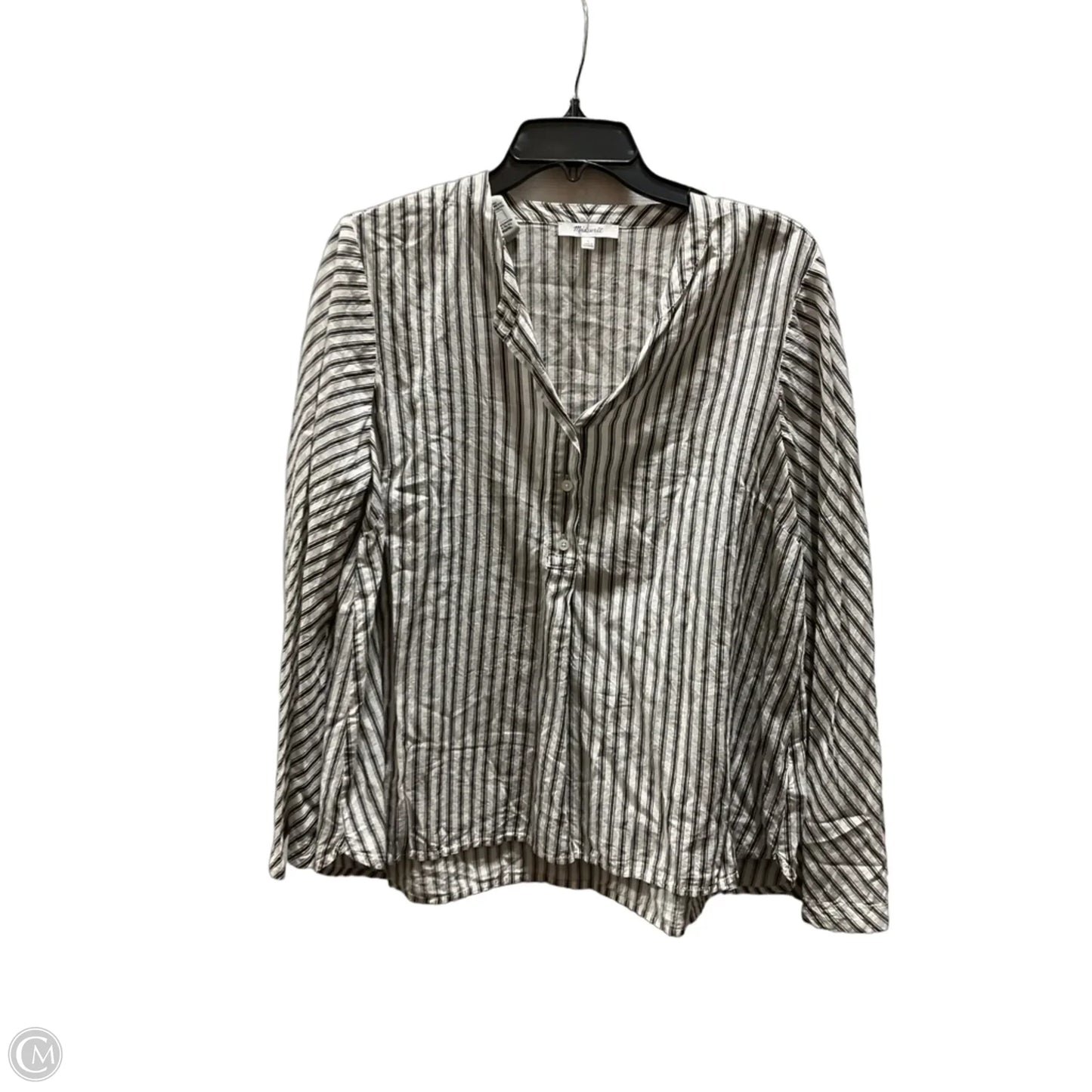 Top Long Sleeve By Madewell In Striped Pattern, Size: L