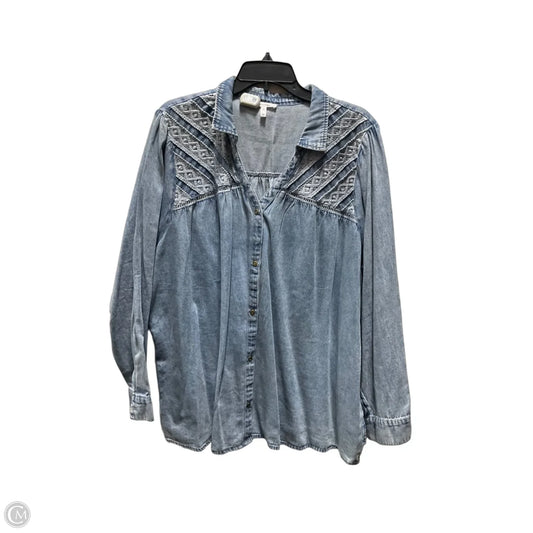 Top Long Sleeve By Maurices In Blue Denim, Size: 3x