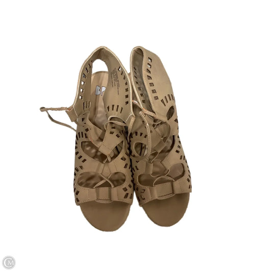Sandals Heels Block By Clothes Mentor In Tan, Size: 7.5
