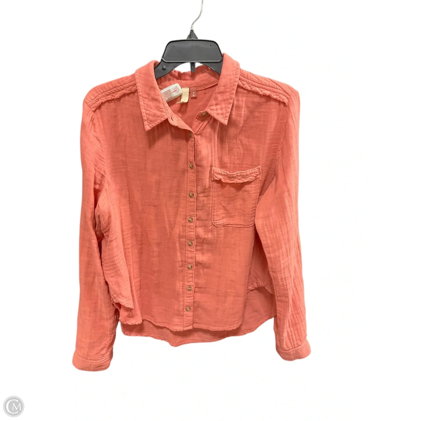 Blouse Long Sleeve By Pilcro In Orange, Size: M