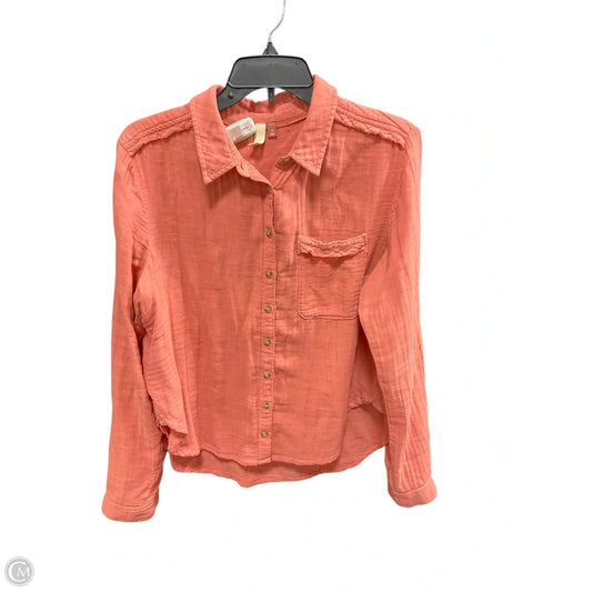 Blouse Long Sleeve By Pilcro In Orange, Size: M