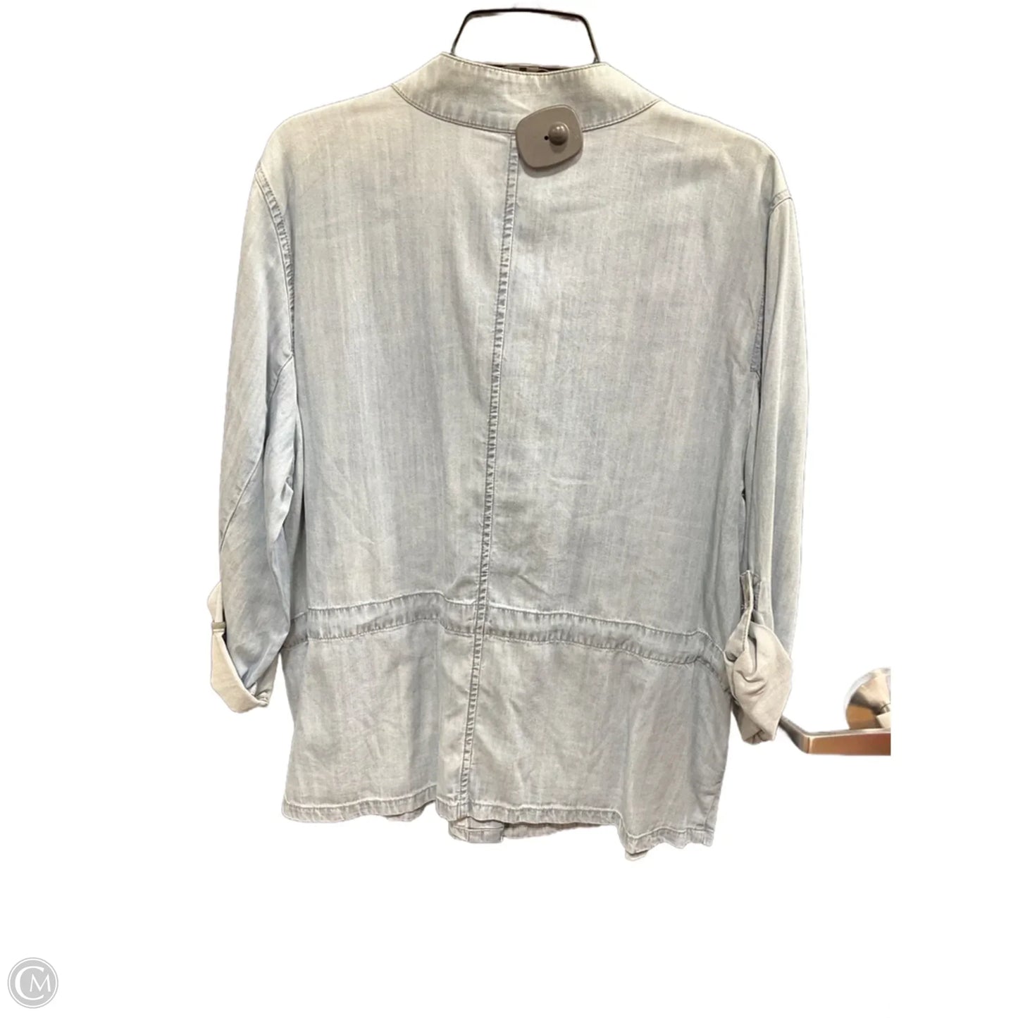 Jacket Shirt By Chicos In Blue Denim, Size: Xl
