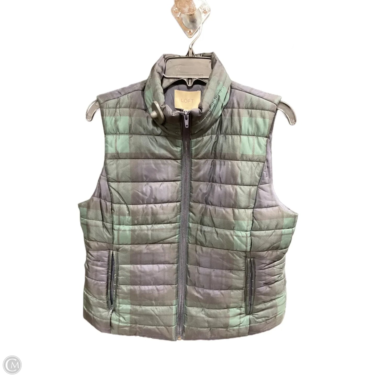 Vest Puffer & Quilted By Loft In Plaid Pattern, Size: M